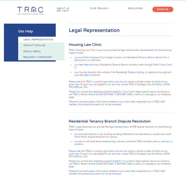 TRAC housing law clinic
