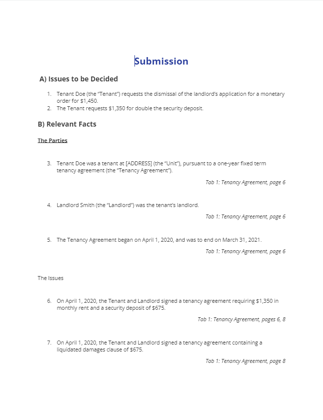 written submission template
